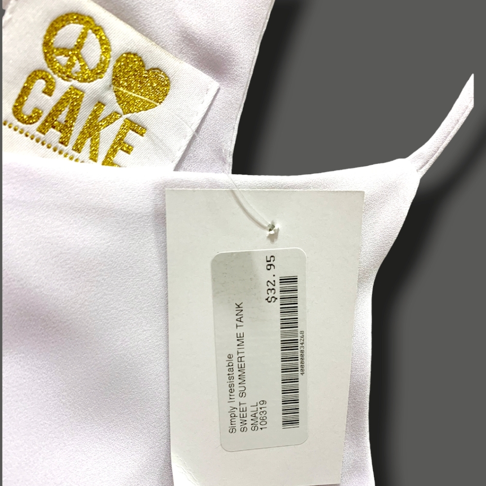 NWT CAKE brand white swing cropped boho tank top, size Small - Picture 3 of 7